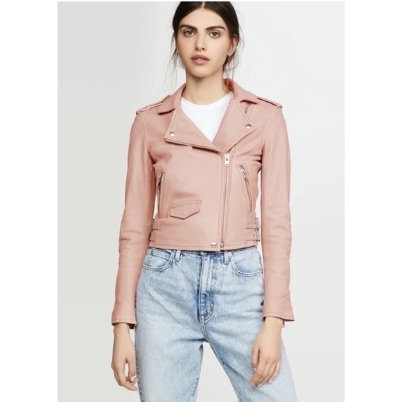 IRO Jacket Ashville Moto Leather in Mauve Pink